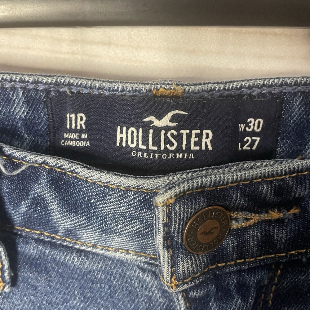 Hollister Ultra High Rise Mom‎ Jeans Women's 11R 30x27 Stretchy Distressed Blue - Picture 4 of 6